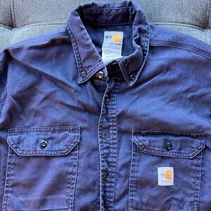 Carhartt FR Fire resistant Button-down shirt. Large. Navy blue.